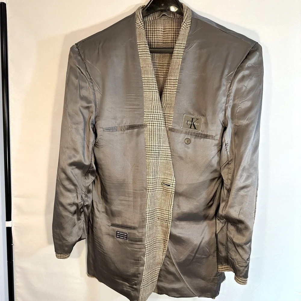 Calvin Klein Mens Size 41R 100% Linen Sports Coat Jacket Blazer Fully Lined USA